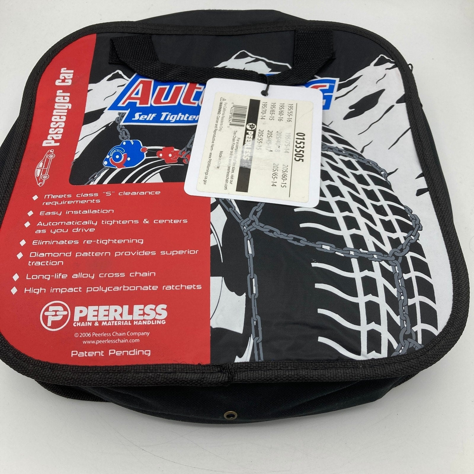 (QTY 1 Pair) Peerless SCC 0153505 Auto Trac Winter Snow Tire Chain For 195/55-16